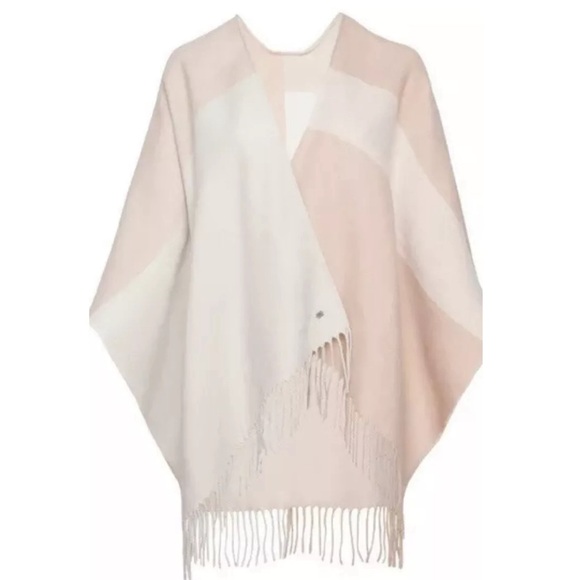 NWT Soia & Kyo light pink colourblock shawl/cape with fringe detail - Picture 3 of 11